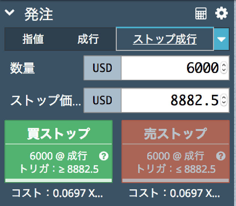 BitMEX ストップ成行