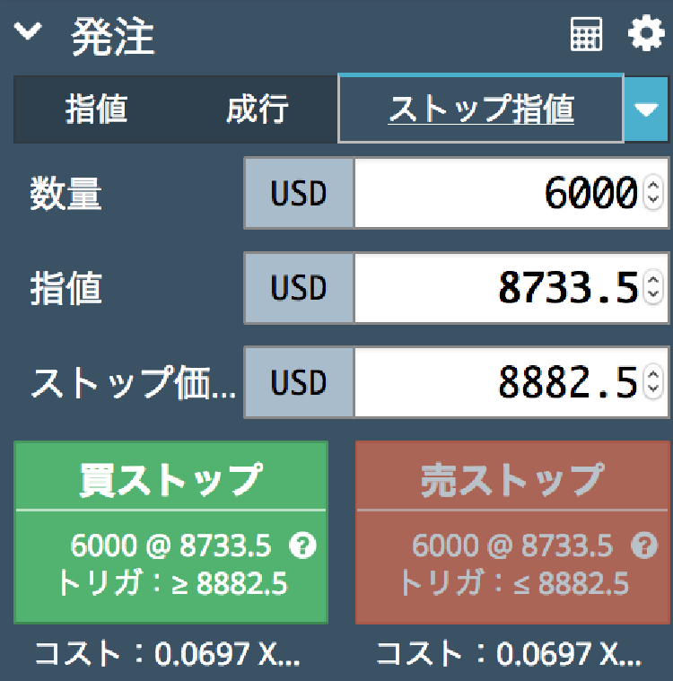 BitMEX ストップ指値