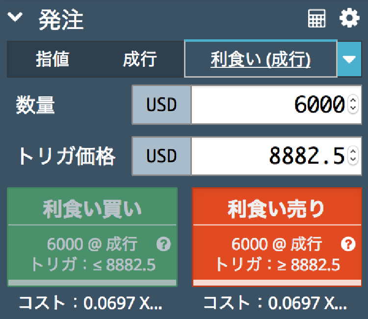 BitMEX 利食い成行