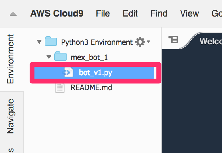 aws Cloud9 ファイル名