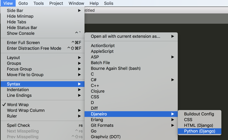 Sublime Text 3 『Djaneiro』の選択画面