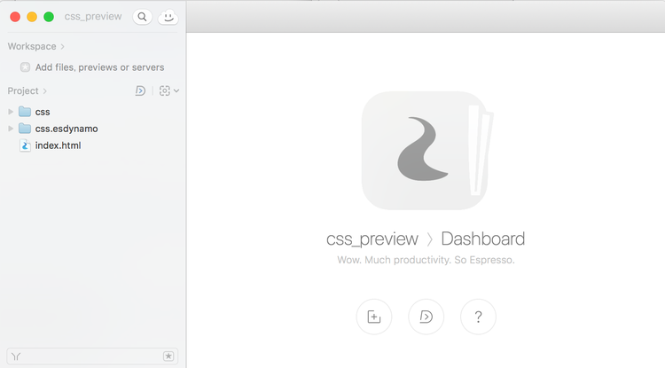 Espresso プロジェクトのダッシュボード